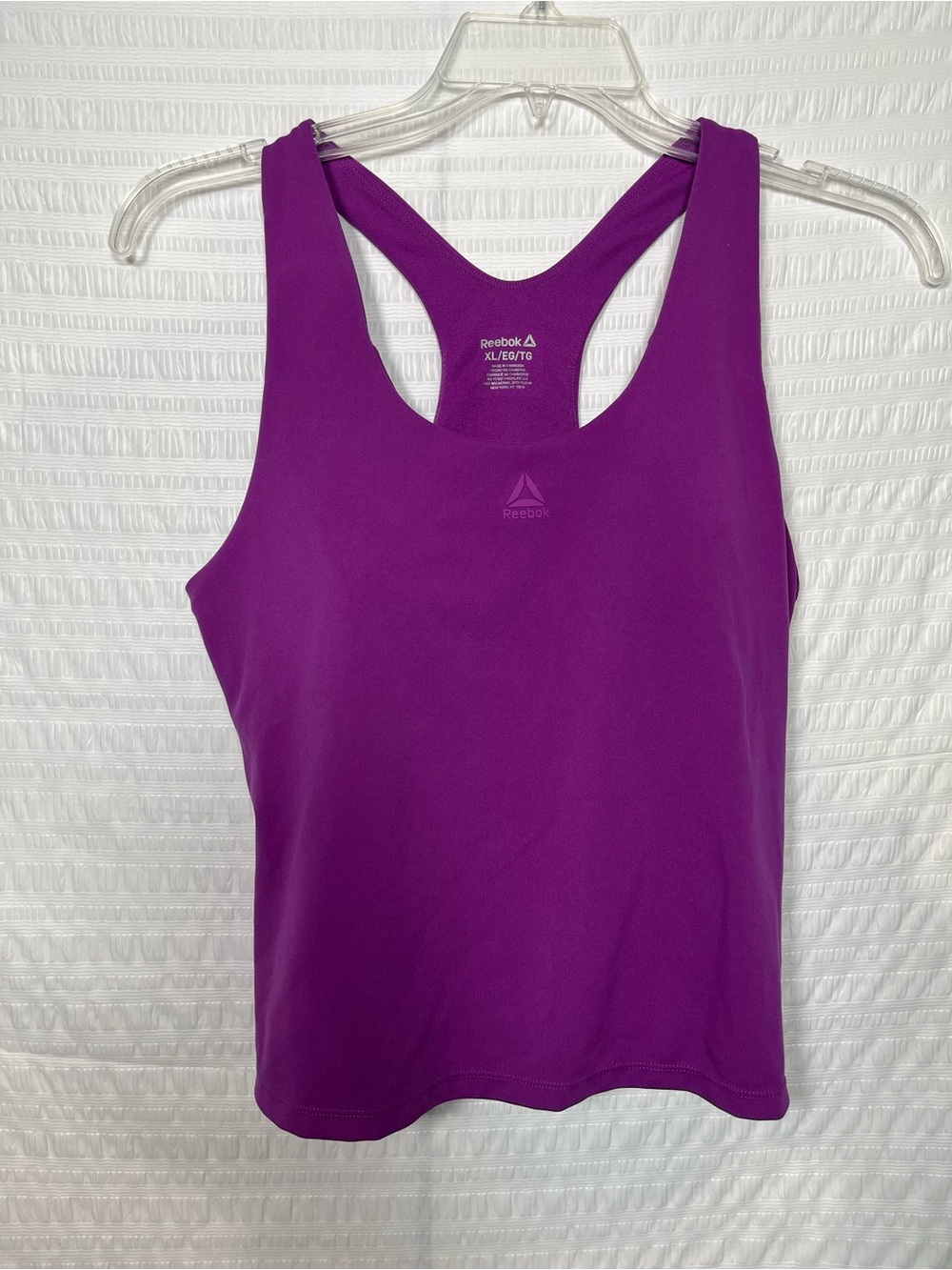Reebok Vivid Purple Racerback Workout Tank Built in bra Size XL
